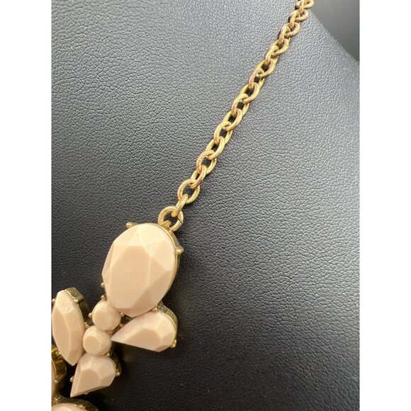 J.Crew Womens Statement Bib Necklace Cream Faceted  Flower Beads Gold-tone - Picture 11 of 11